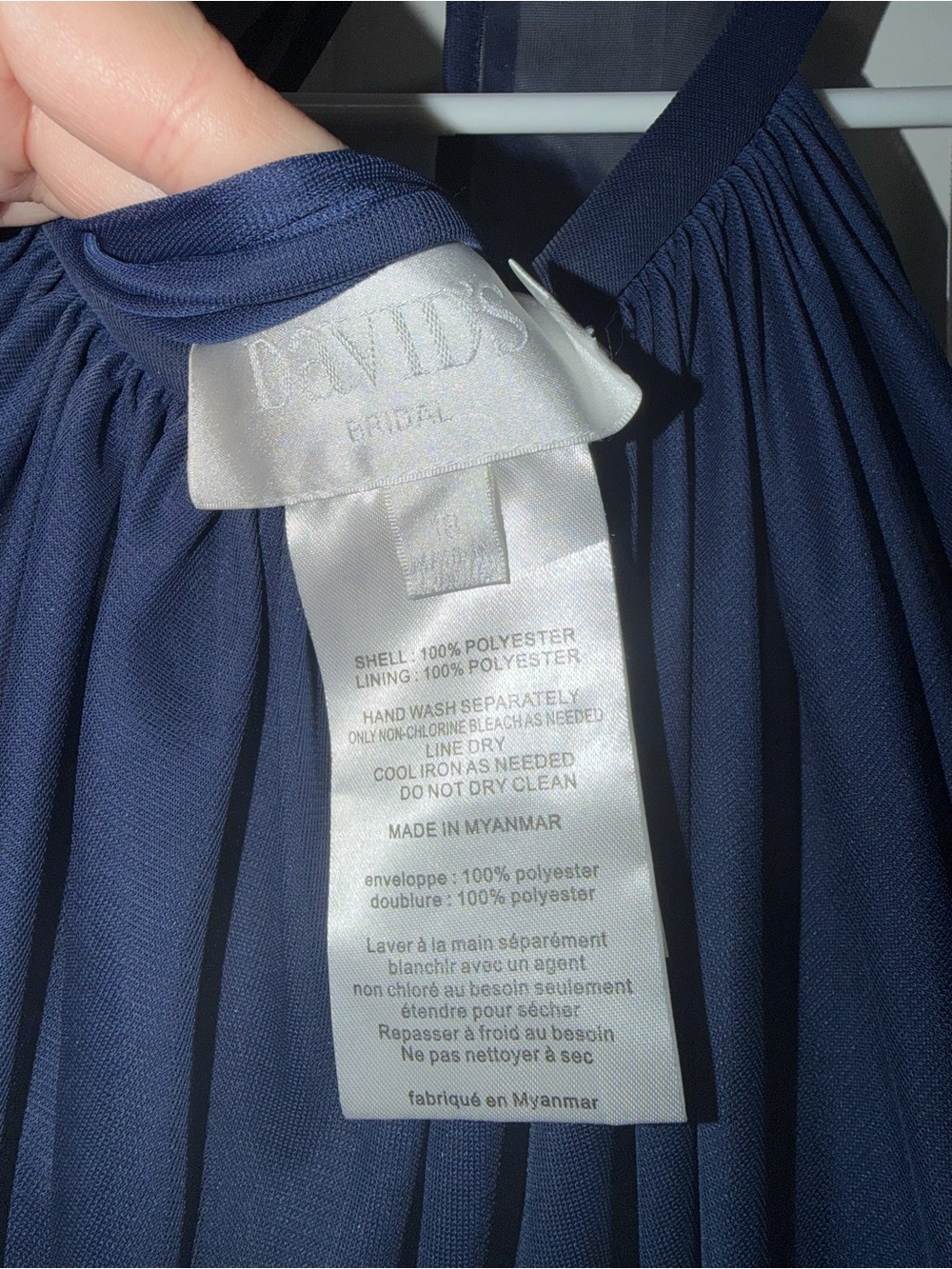 David's Bridal Navy Halter Maxi Gown - Picture 2 of 4